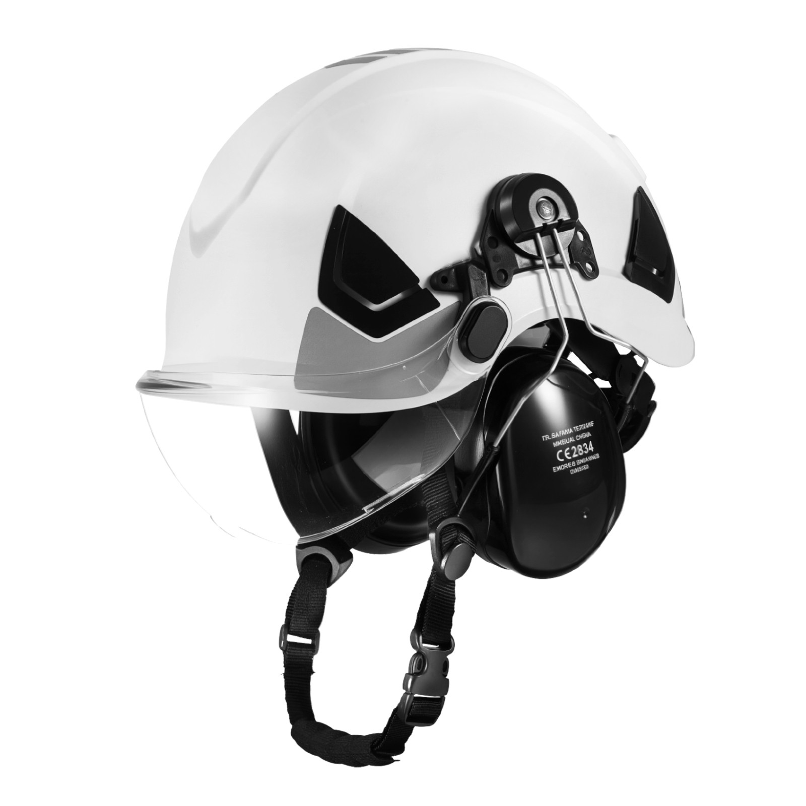 Industrial Safety Helmet with Visor and Earmuffs Adjustable Vented Hardhat