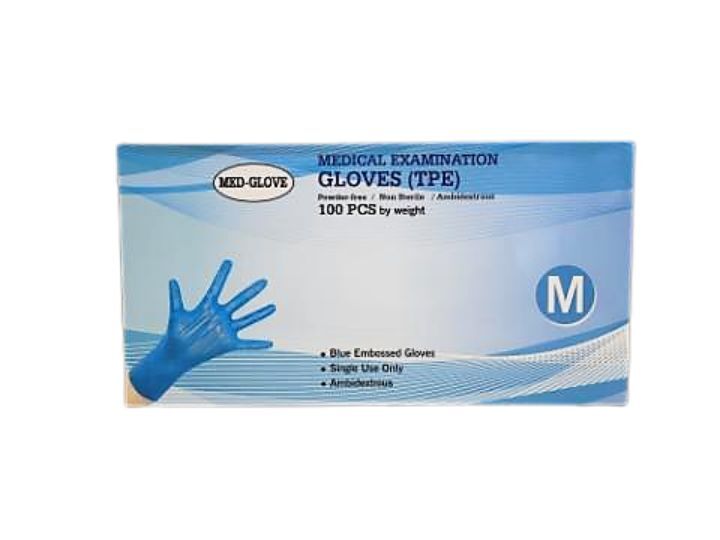 Blue Medical Exam Gloves (TPE) Powder Free / Non Sterile / Ambidextrous