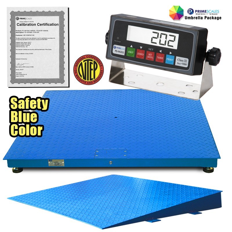 New Prime Scale 10,000lb x1lb 5’x5′ (60″x60″) Floor Scale/ Pallet Scale w/ Ramp