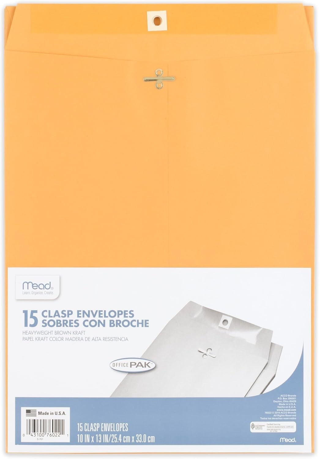 Versatile 10″ x 13″ Brown Kraft Clasp Envelopes, 15 Pack for Secure Mailing
