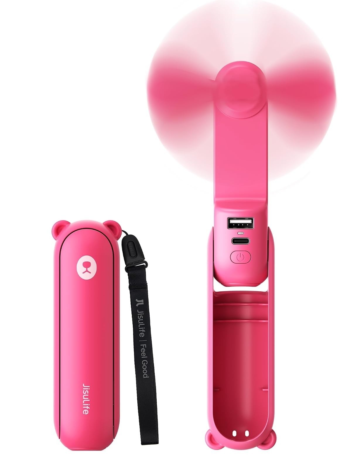 JISULIFE 3 IN 1 Portable Fan with Power Bank & Flashlight – USB Rechargeable