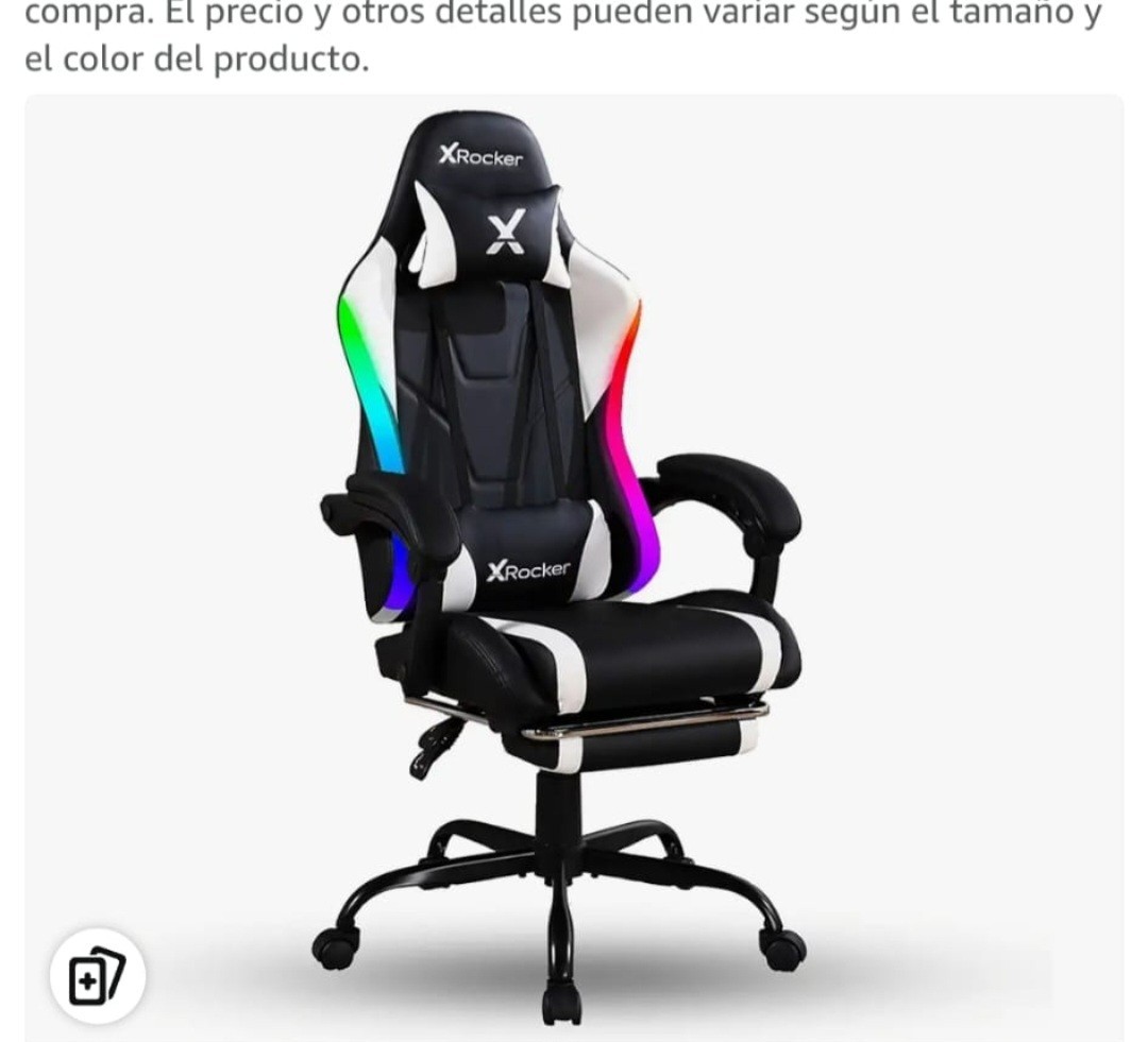 X Rocker Computer Gaming Office Chair Multicolor RGB LED Lighting Black/White