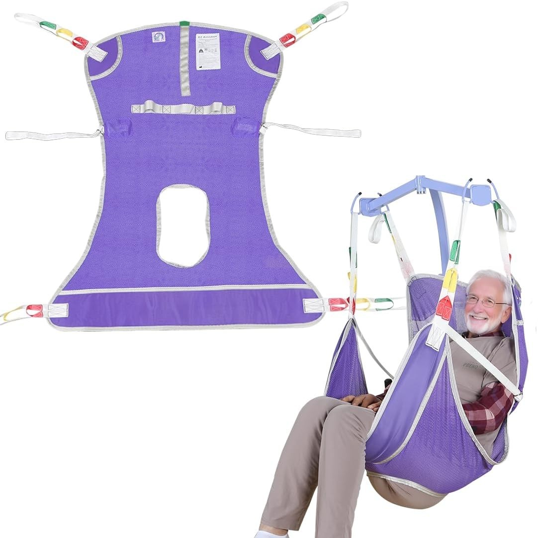 Comfortable Patient Lift Sling with Commode Opening – Large, Machine-Washable