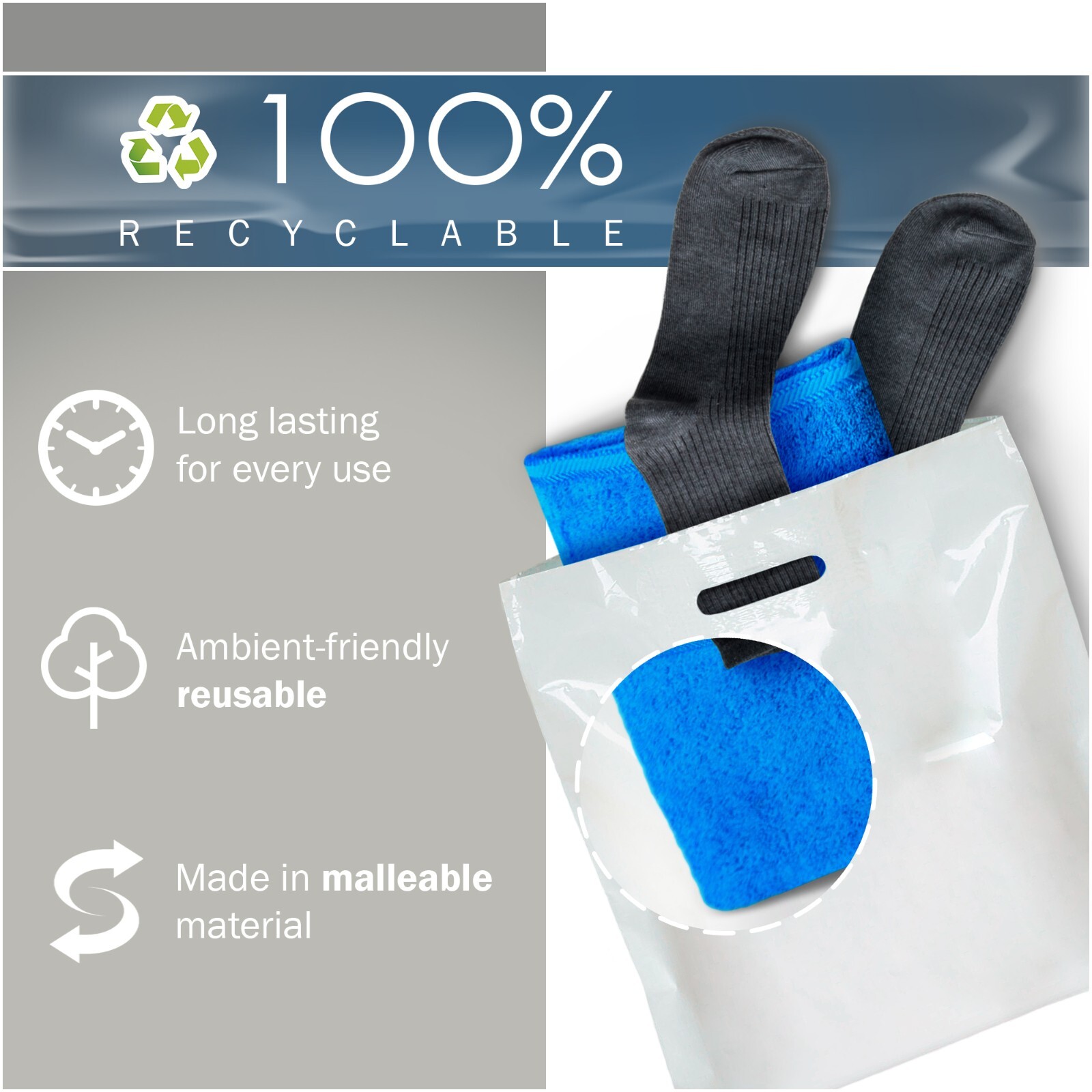 100 Pack 22″ x 22″ with 2 mil Thick Extra Large White Merchandise Plastic Bags