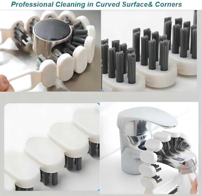 9 PACK! Crevice Cleaning Brush Curved Scrubber Hard Bristle Grout Cleaner Window