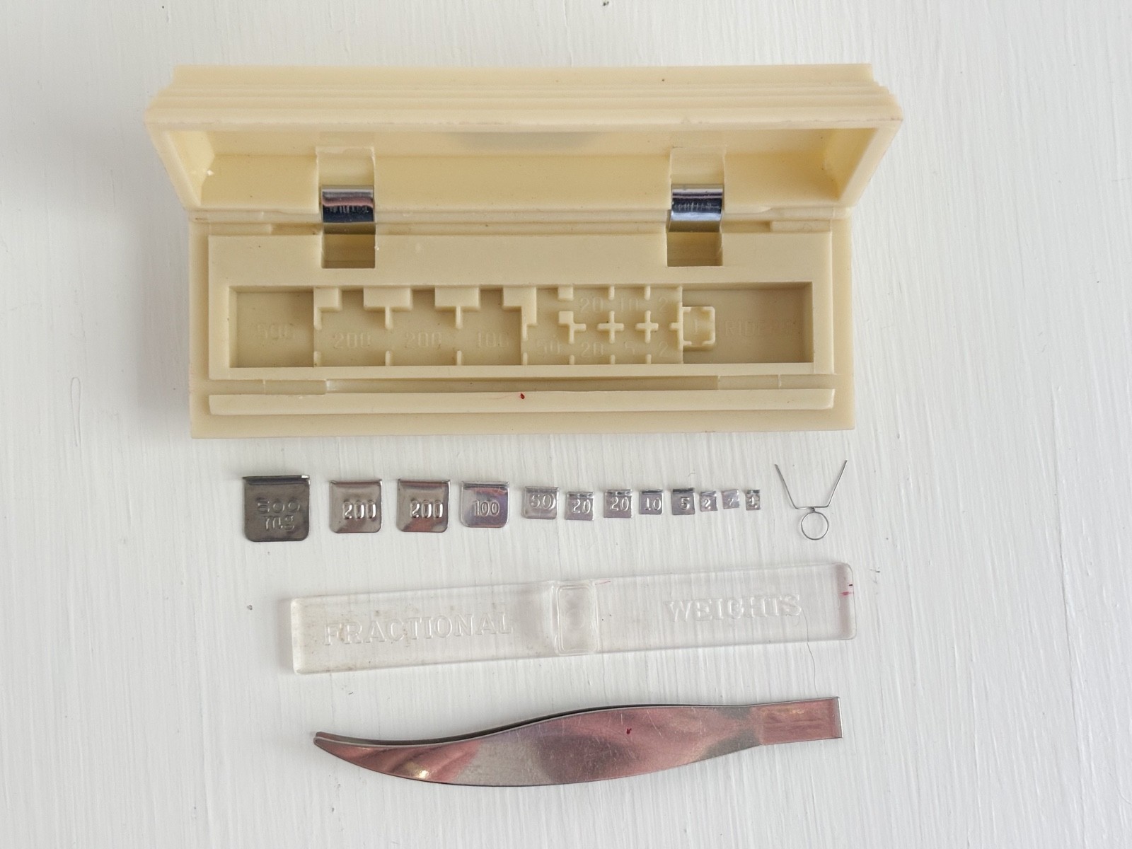 Vintage 1960s 5218 Ohaus Calibration Mass Set, Fractional Weights 1 mg – 500 mg