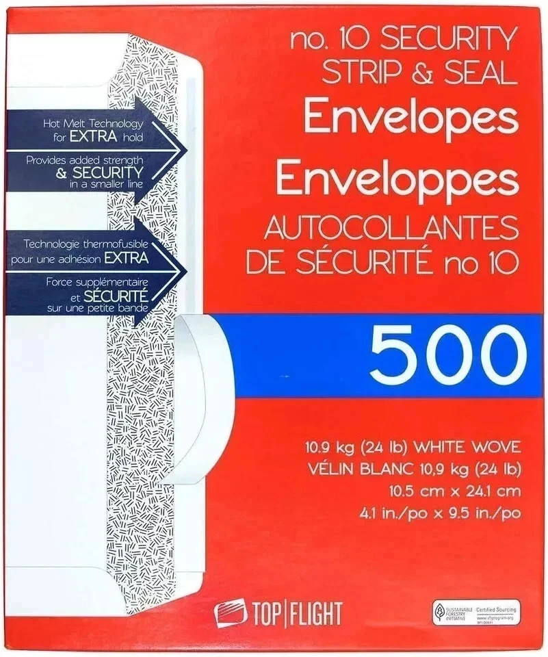 Security Letter White Business Envelopes Self Stick Bulk 500 Peel Seal Tinted