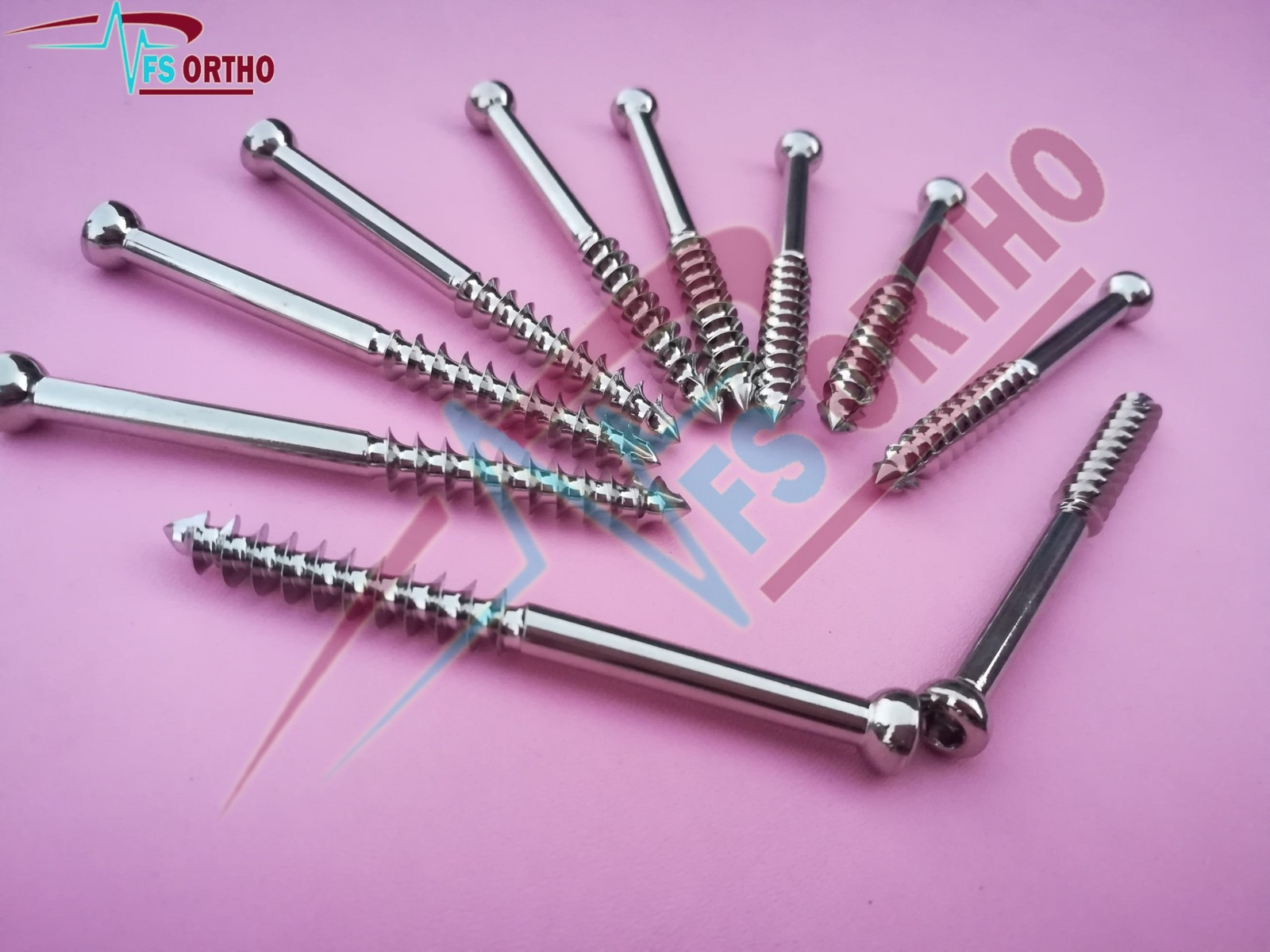 6.5mm Cancellous Screws 16mm Thread 40-80 L 130 Pcs Set SS