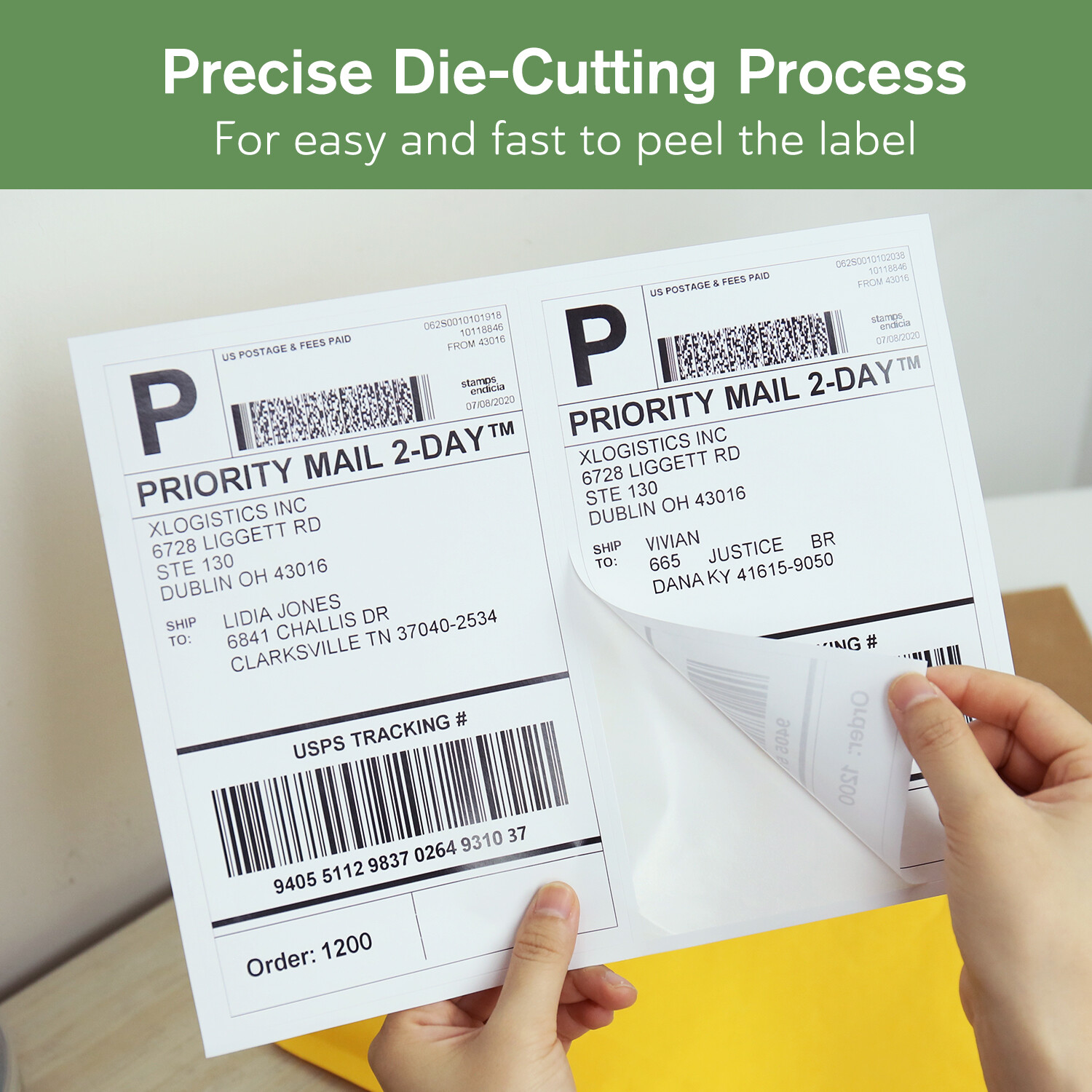 220-1100-4400 Shipping Label 8.5 x 5.5 Half Sheet 2 Per Sheet Self Adhesive USA