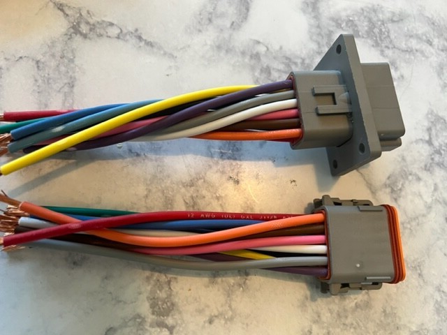 12 AWG Gray Assembled Flanged Deutsch on of 2,3,4,6,8,12pin waterproof 6″wire
