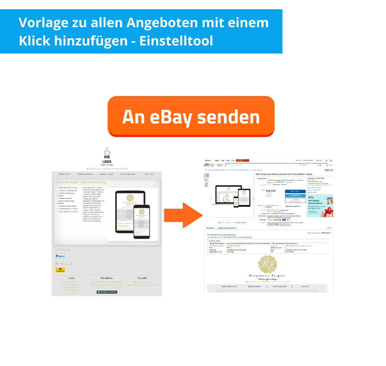 eBay template responsive elegant eBay template mobile optimized + editor