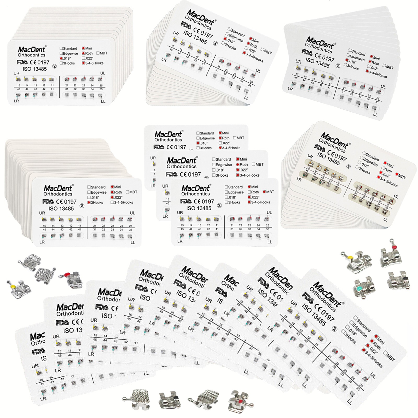 MacDent Dental Orthodontic Metal Brackets Braces Mini/Standard Roth/MBT 022/018
