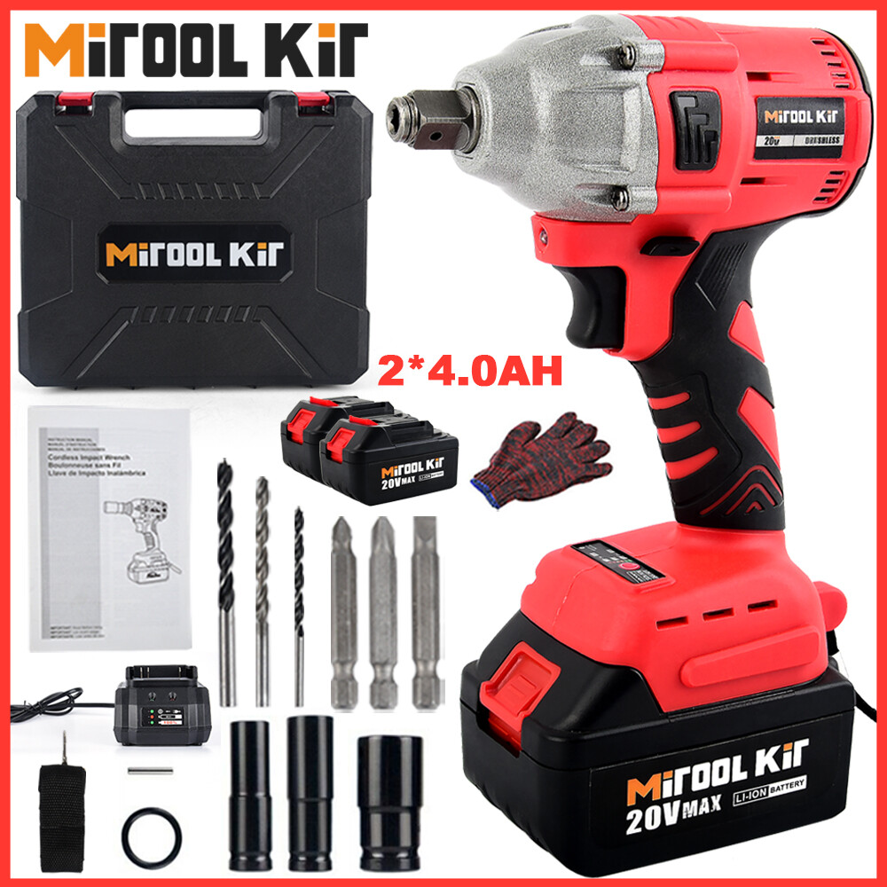 20V Cordless Impact Wrench 1/2″ 500Nm High Torque Brushless Drill with Battery