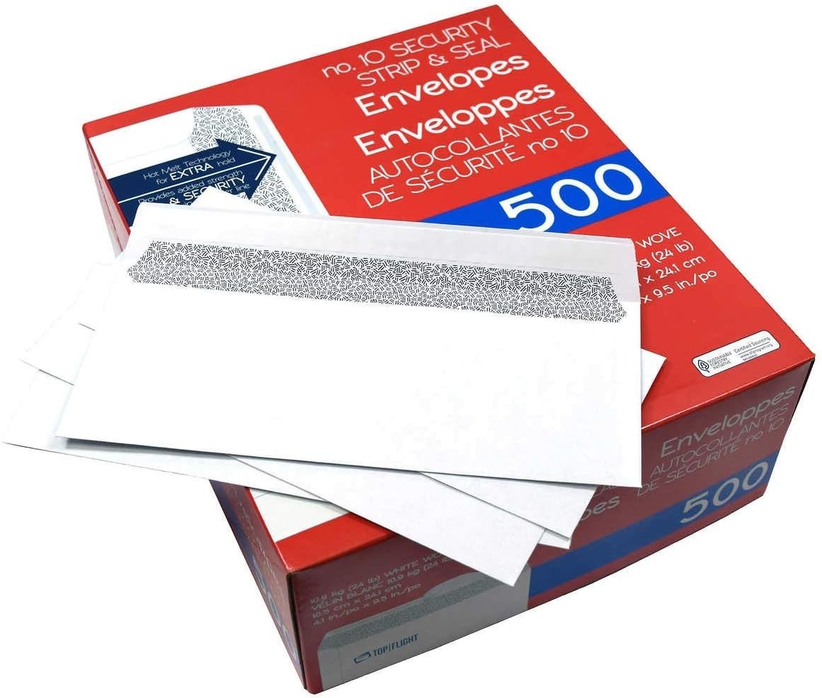 Security Letter White Business Envelopes Self Stick Bulk 500 Peel Seal Tinted