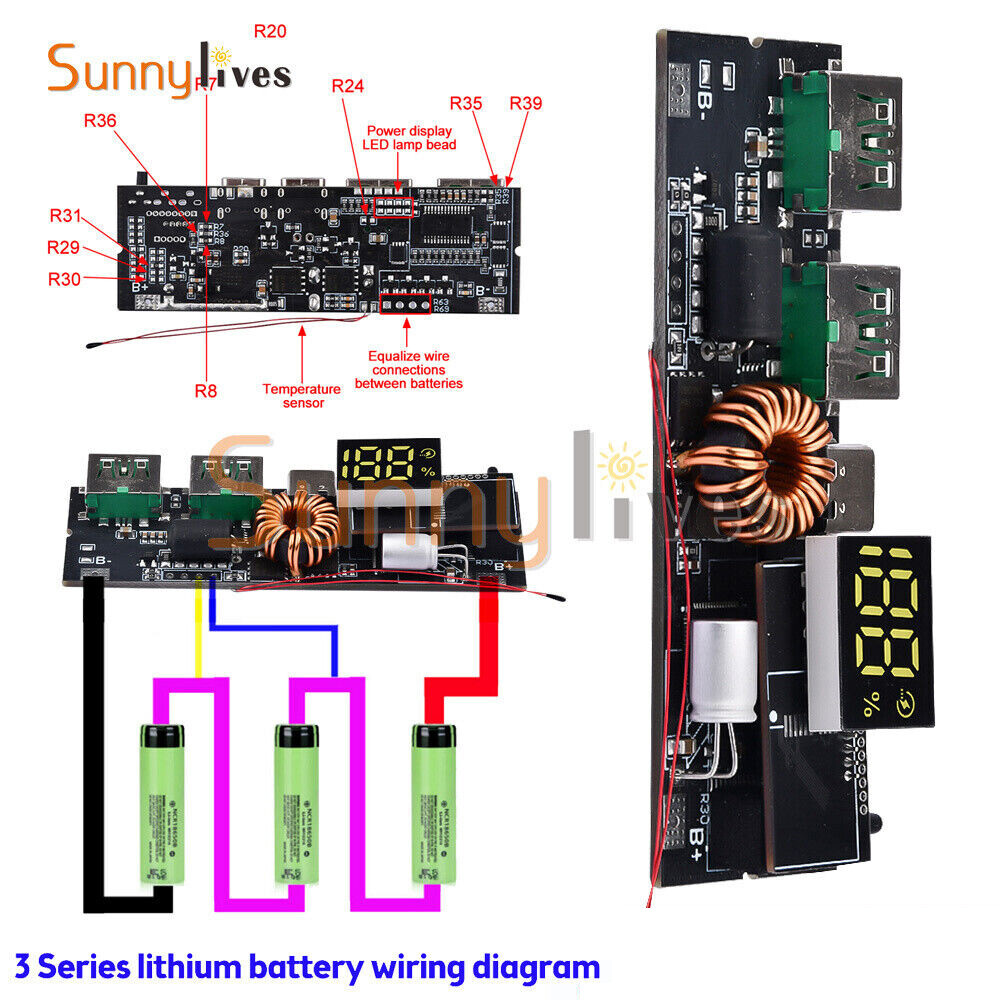 QC4.0 QC3.0 PD 5A 100W Dual Type-C USB Power Bank 18650 Fast Charging Module New
