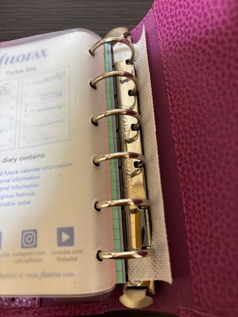 Filofax A6 Light Pink Leather Planner Organiser 6 Ring Zipper Pocket