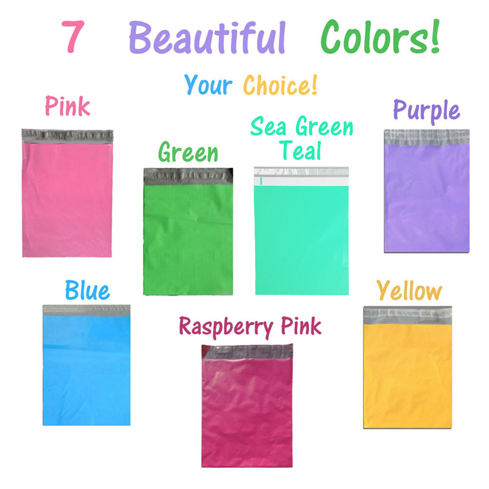 12×15.5 Pink]]Blue]Green]Purple]Yellow,Teal Poly Mailer Colored Shipping Bag NEW