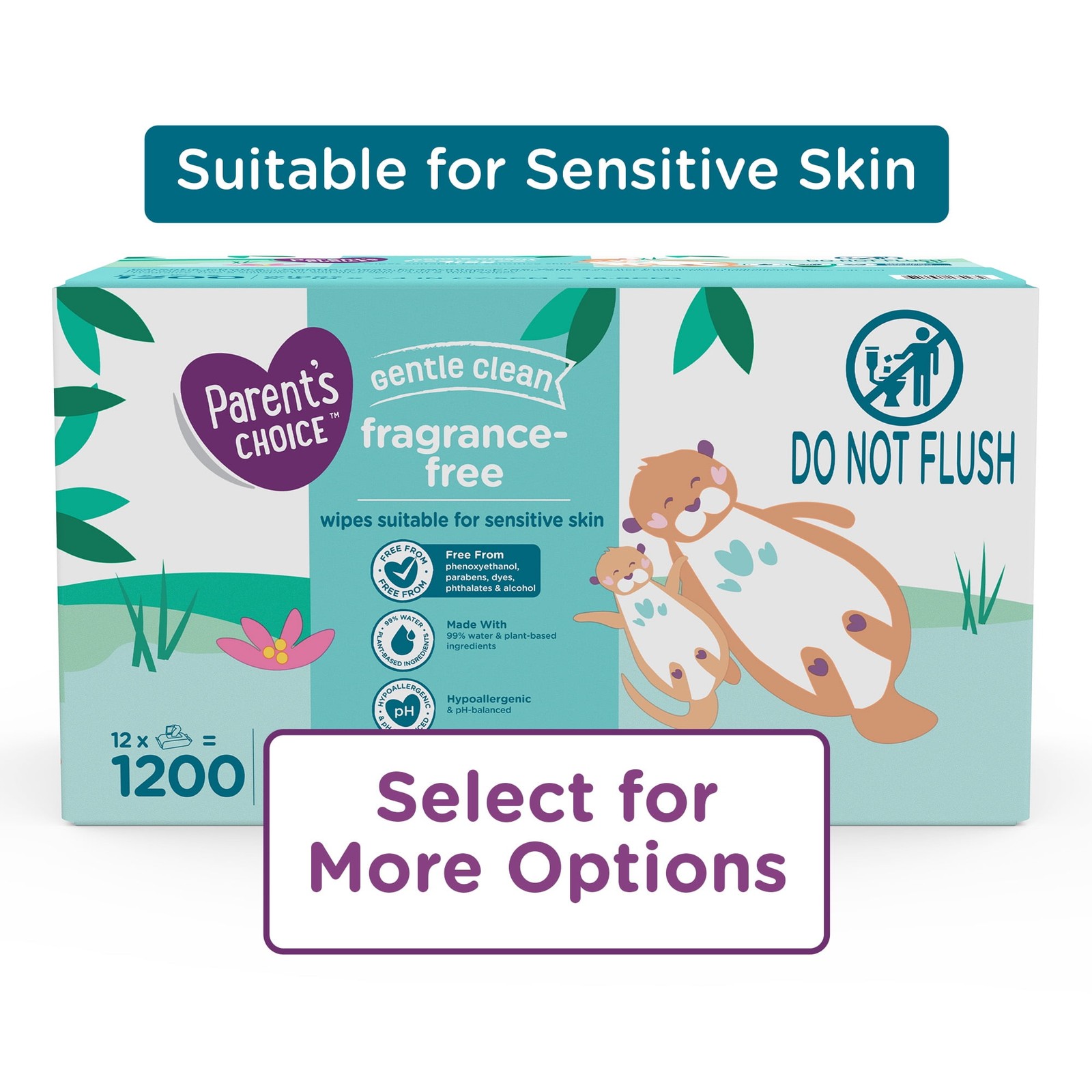 Parents Choice Fragrance-Free Wipes, 1200 Count (Select for More Options)