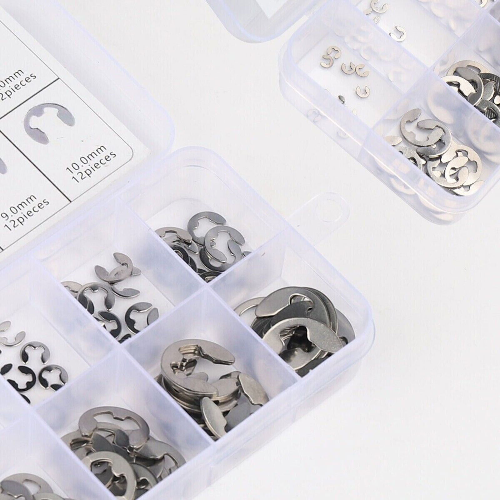 120Pcs Stainless Steel E Clips C Circlip Kit Retaining Ring Assorted 1.5 to 10mm