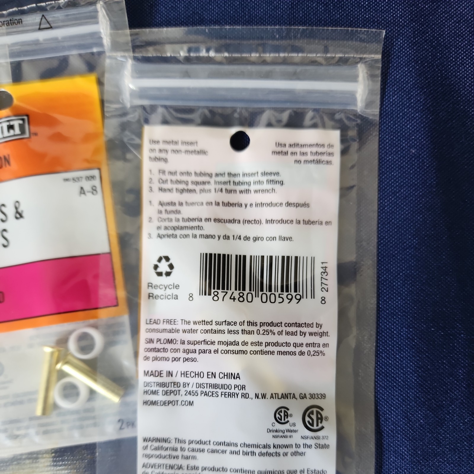 Lot of 9 Everbilt A8 1/4 & Proline CP-8NL 1/4 Brass Sleeve & Insert Fittings