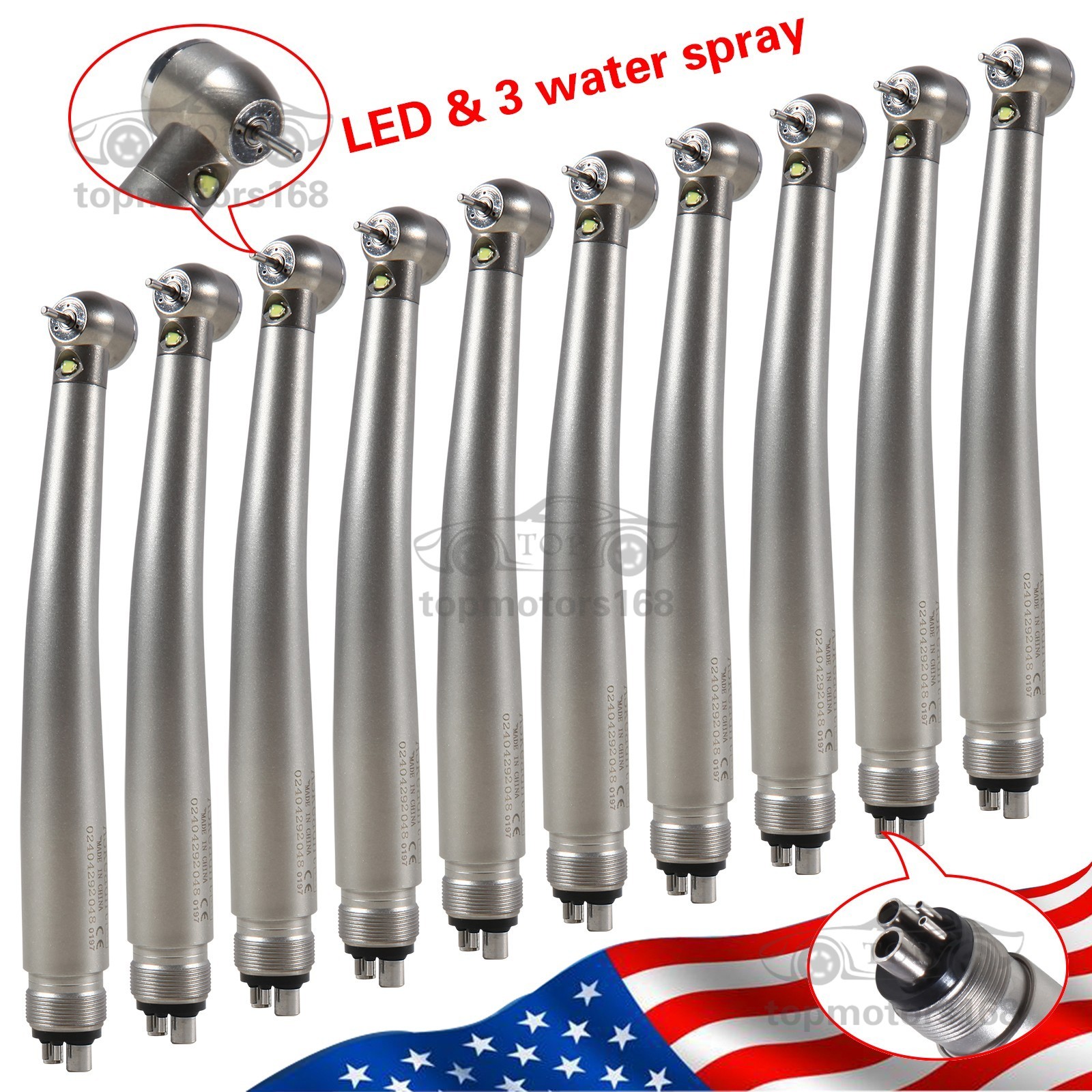 10 PACKS Dental High Speed E generator LED Handpiece Air Turbine 4Hole