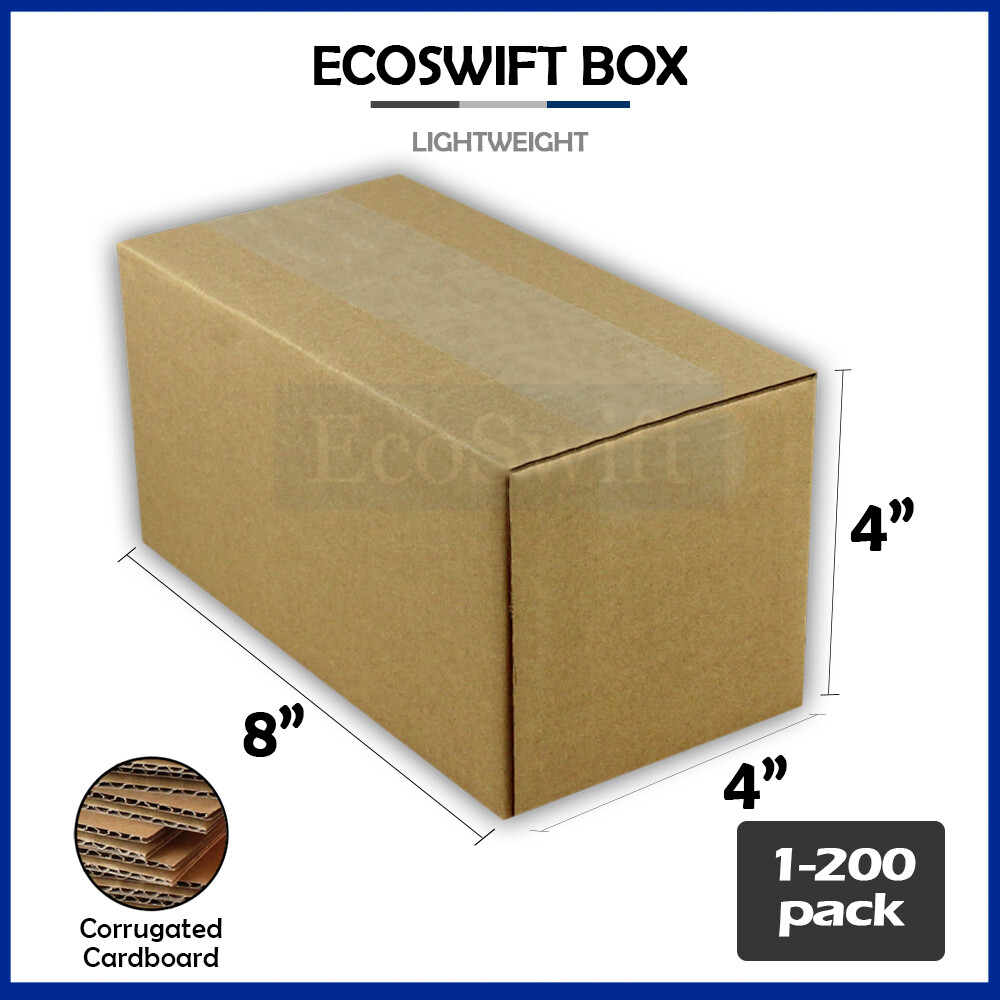 1-200 8x4x4 «EcoSwift» Cardboard Packing Mailing Shipping Corrugated Box Cartons
