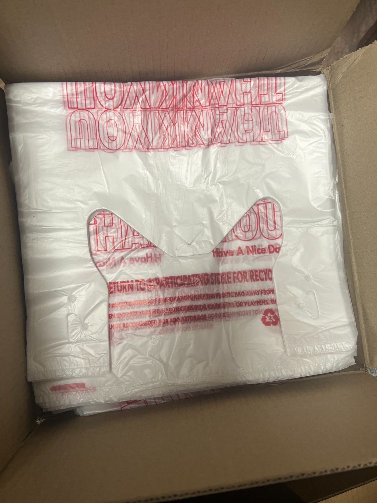 100 Bags T-Shirt Thank You Plastic Grocery Store Shopping Carry Out Bags.