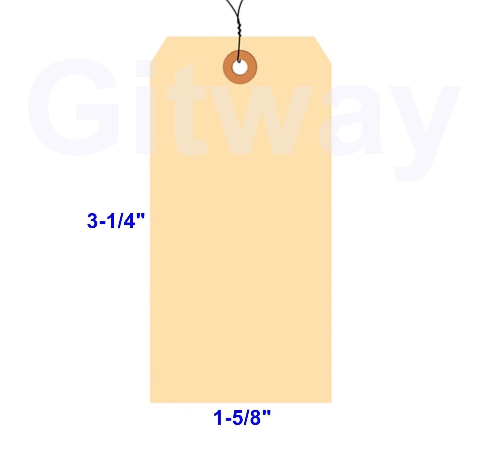 1000- 3 1/4″ x 1 5/8″ Size 2 Manila Inventory Shipping Hang Tags with Wire 13 Pt