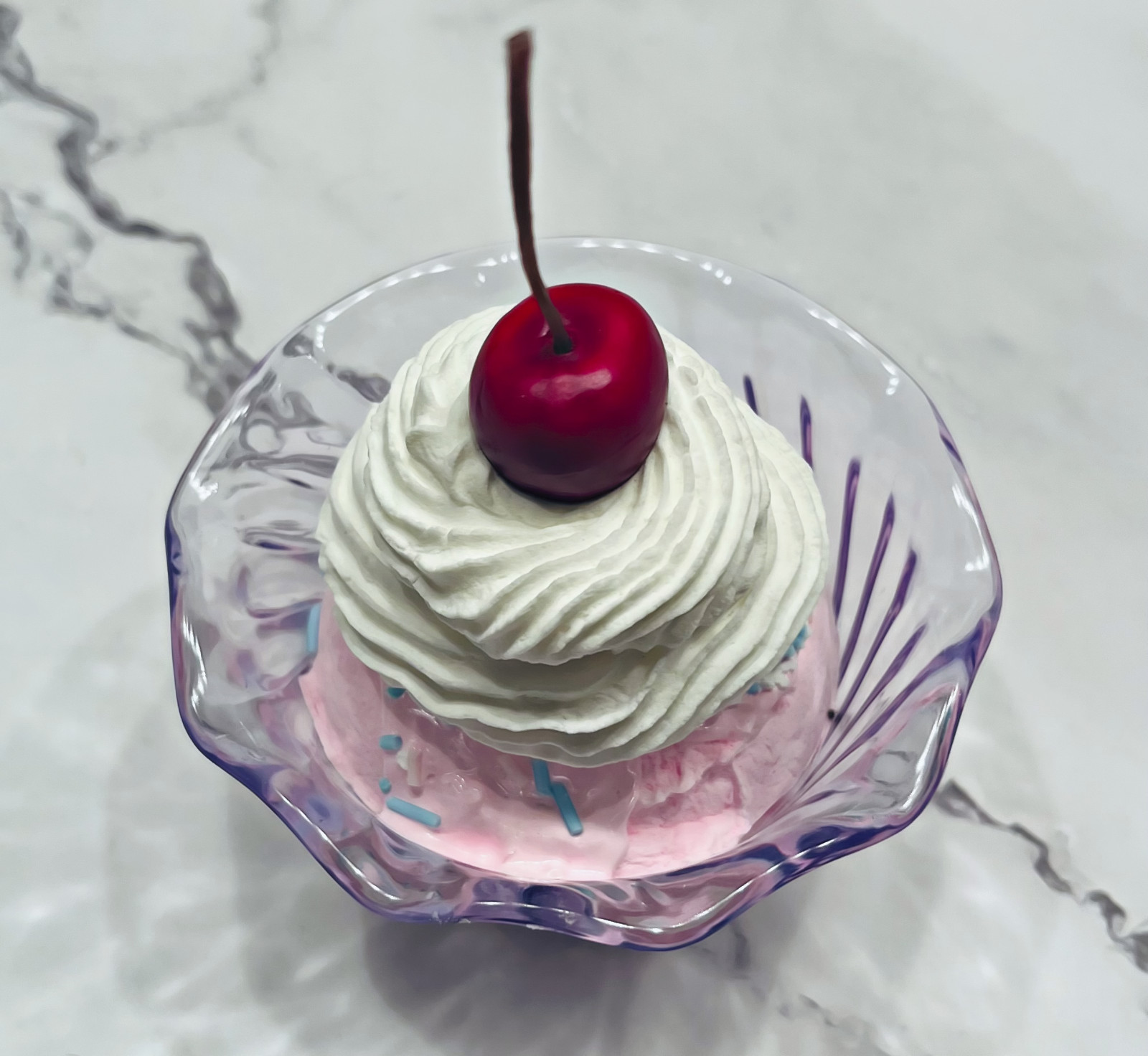 DEZICAKES Fake Ice Cream Artificial Food Pink Bubble Gum Ice Cream Sundae