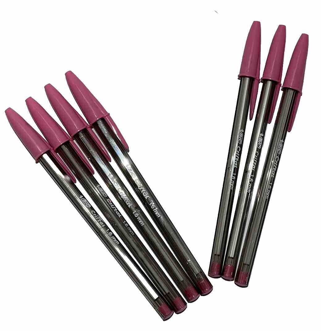 Bic Light Pink Cristal Xtra Bold 7 Ballpoint Pens 1.6mm New Discontinued Color