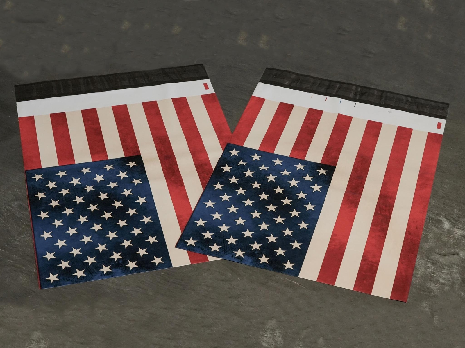 10×13 Rustic Flag Patriotic Poly Shipping Mailers, United States Red White & Bl