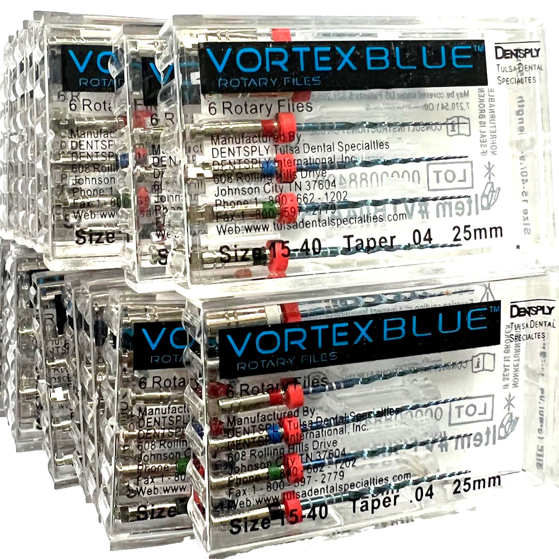 20pk 25mm .04 Asst Vortex Blue Rotary Files Dentsply Tulsa Dental Root 15-40