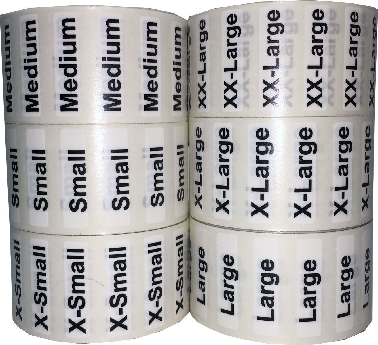 Clear Clothing Size Strip Labels | 1.25 x 5 Inches – 125 Pack | Pick One Size