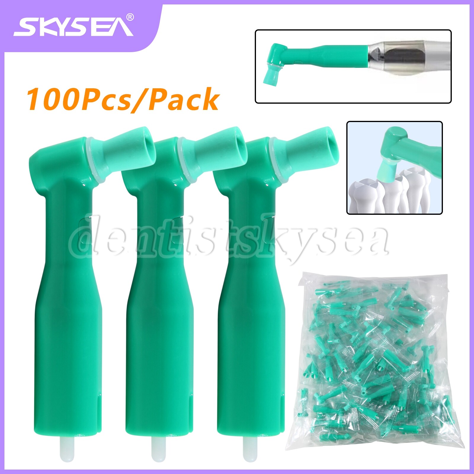 100pcs Dental Disposable Prophy Angles Regular Cup Latex Free Right Angle 105°