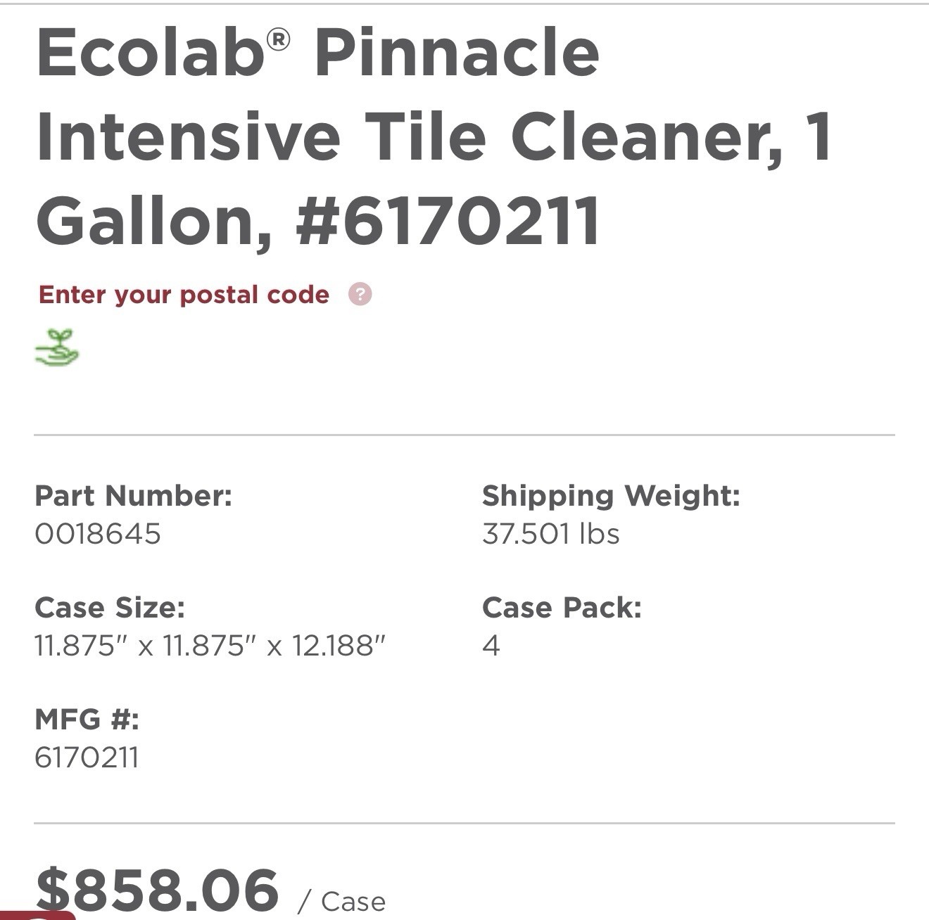 Ecolab Pinnacle Intensive Tile Cleaner 62770211 6170211 1.0 Gal 10/2027 🫧✨