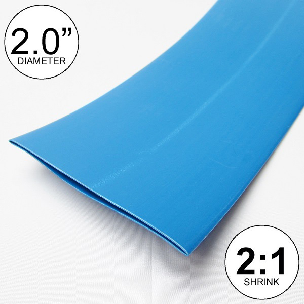2″ ID Blue Heat Shrink Tube 2:1 ratio 2.0″ wrap (2×24″= 4 feet) inch/ft/to 50mm