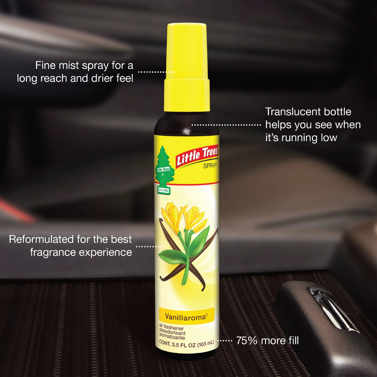 Little Trees Vanillaroma Spray Car Air Fresheners Non-Aerosol 3.5oz – 3 Pack
