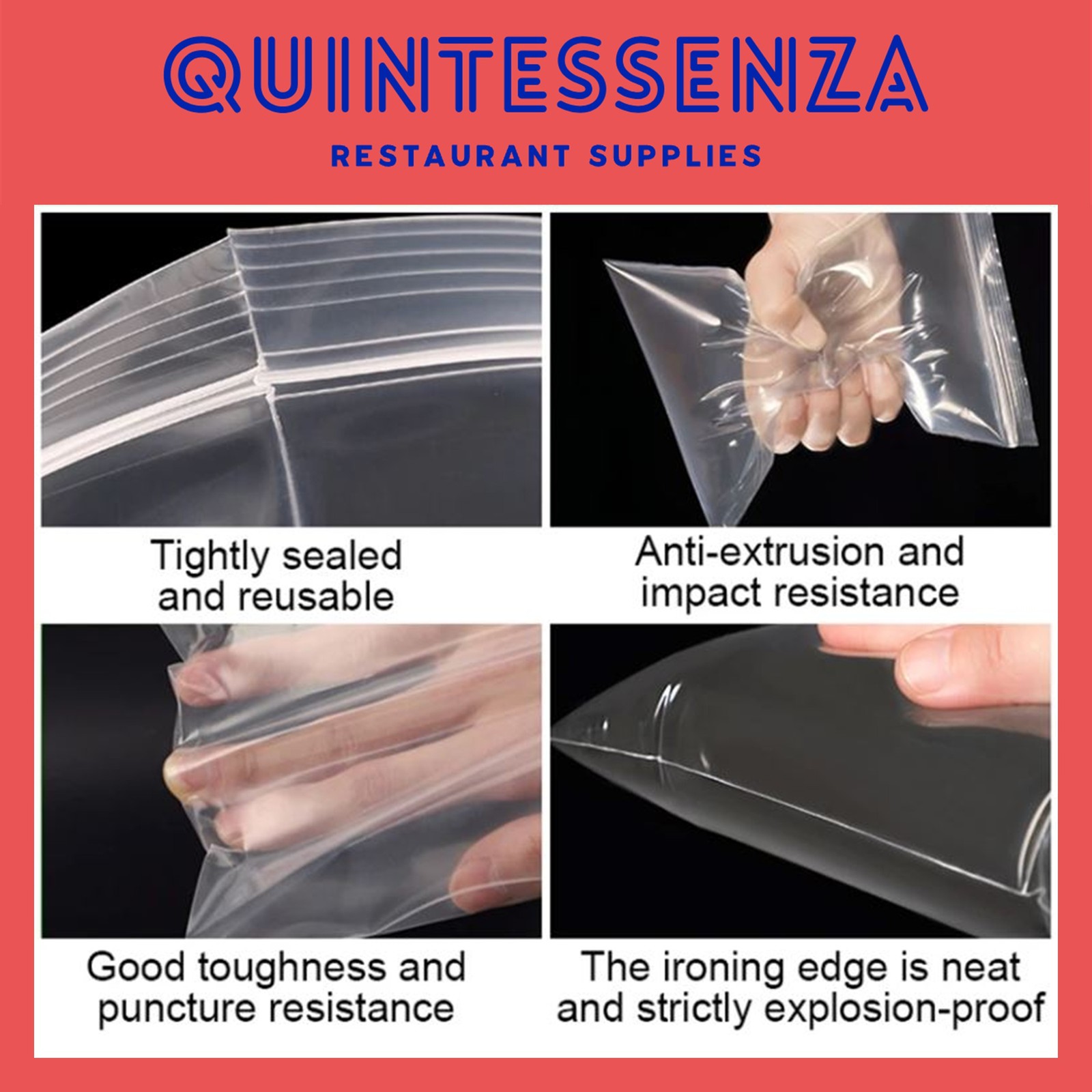 12» x 14» = 2 Mil Thick Clear Zipper Reclosable Poly Bags by Quintessenza