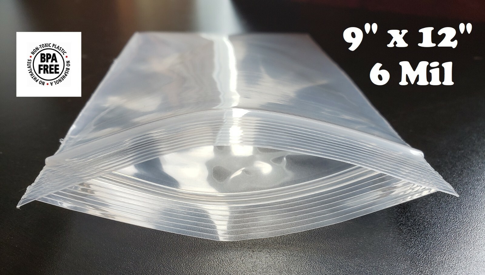 9″ x 12″ Resealable Plastic Bags Zip Seal 6 Mil Thick Reclosable Top Lock 6Mil
