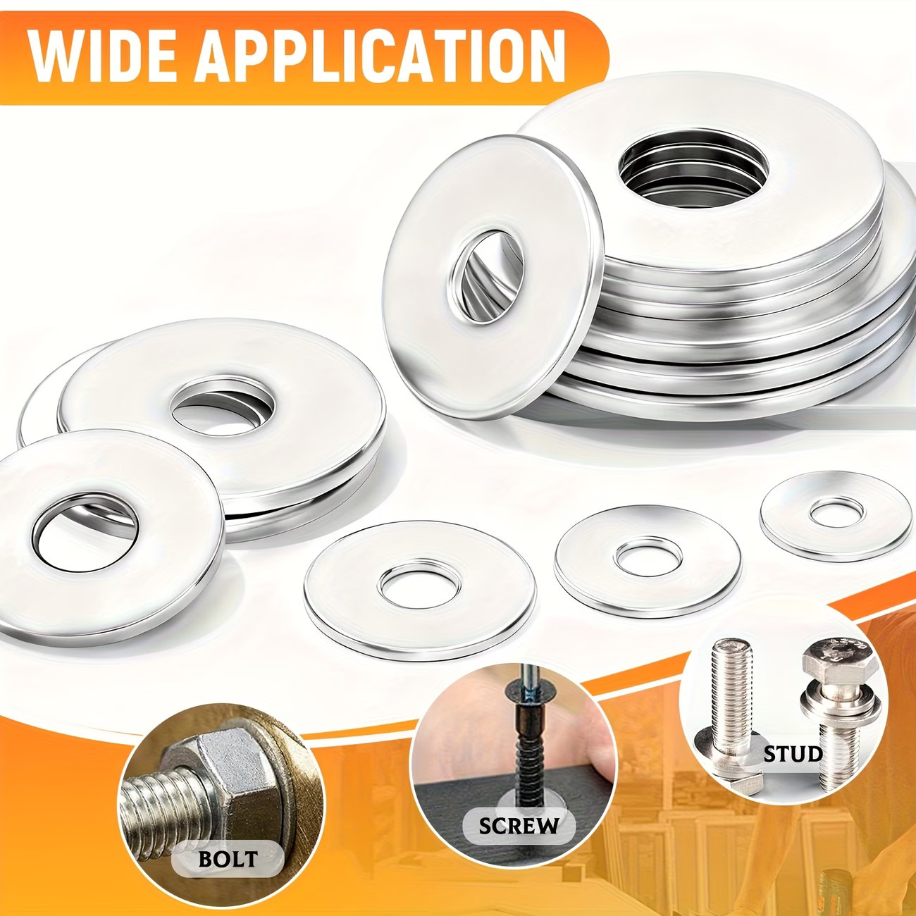 1110PCS Stainless Steel Washers Flat Washer Assortment Set Value Kit w/Case
