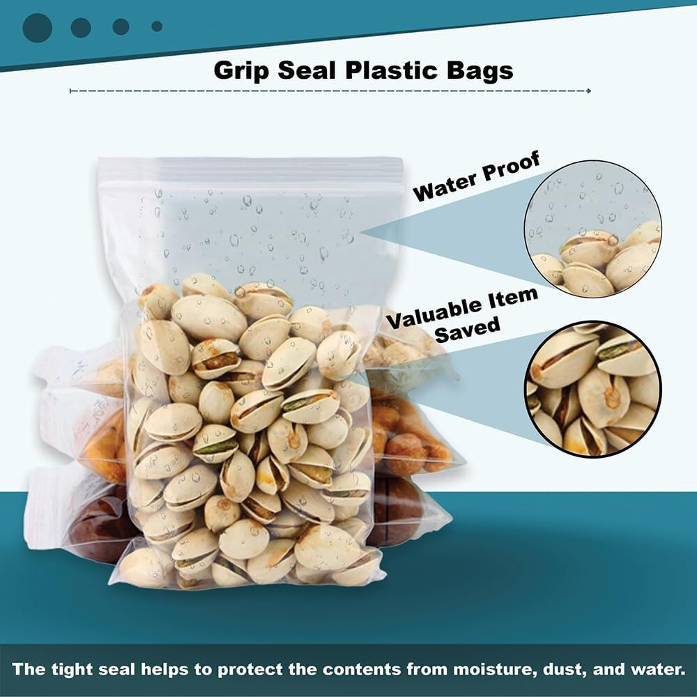 GRIP SEAL BAGS Self Resealable Clear Polythene Poly Plastic Zip Lock All Sizes