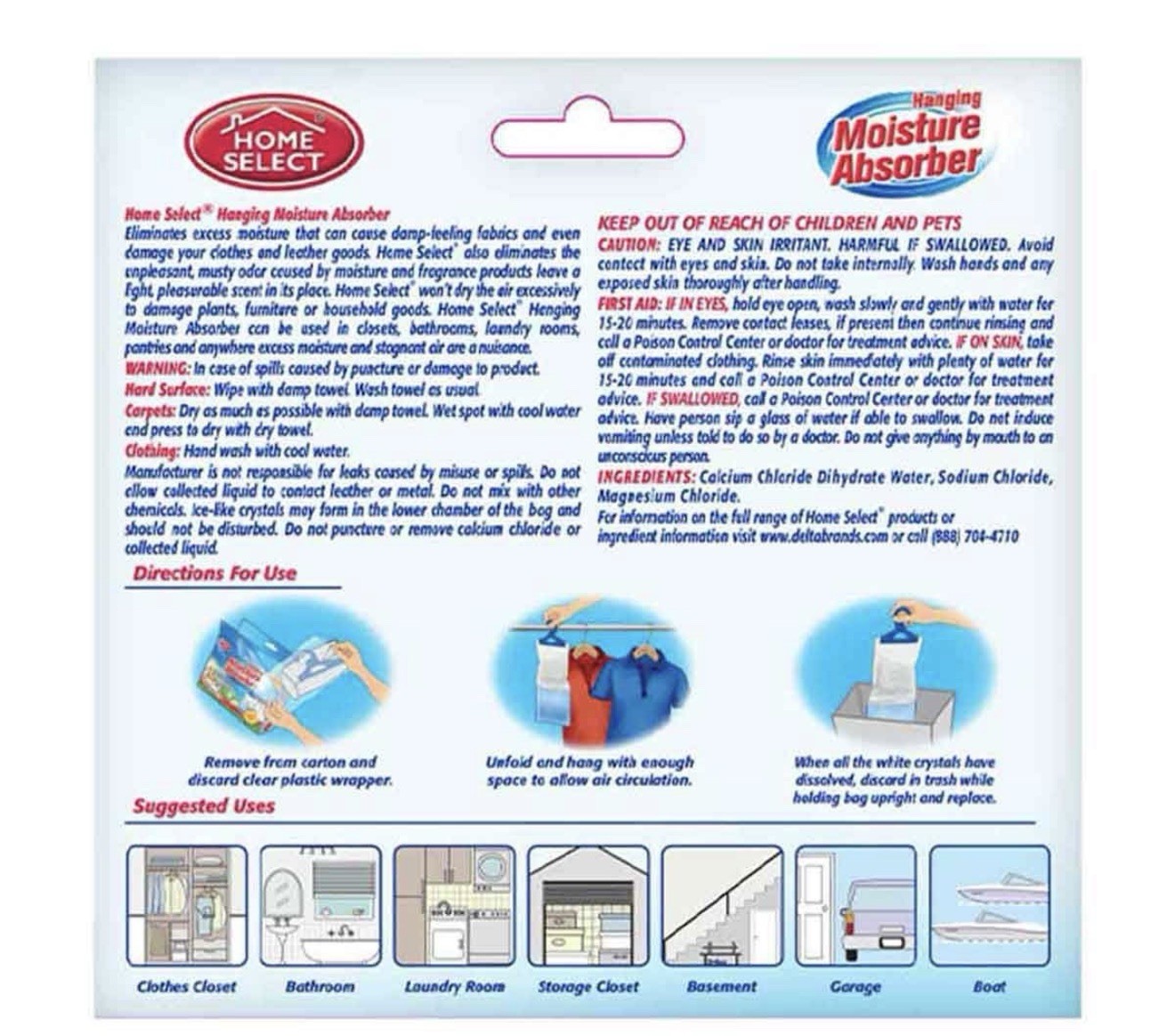 Set of 3 Home Select Hanging Moisture Absorbers Fresh Scent Closet Dehumidifier