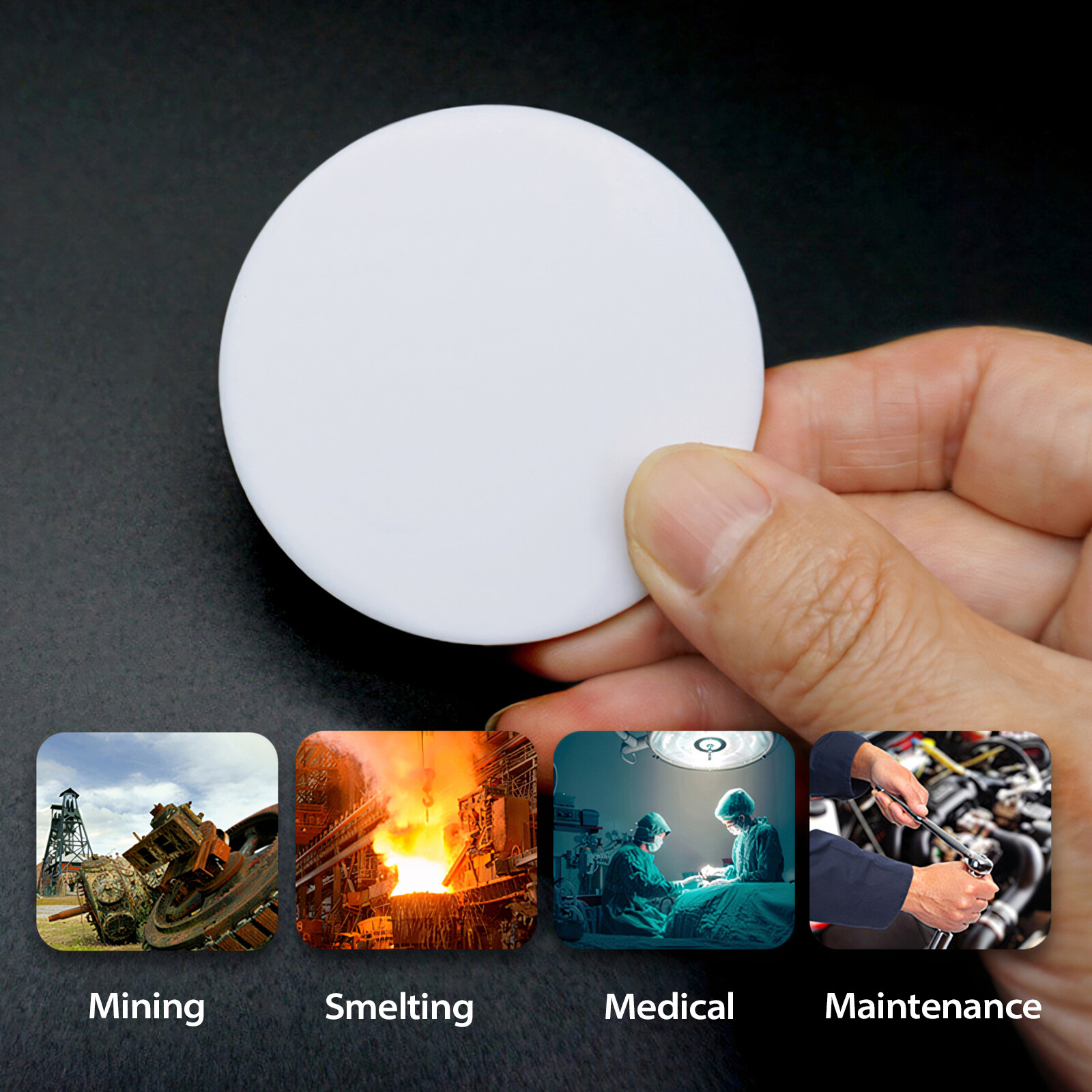 PTFE Plastic Solid Discs Flat Round Pad Sealed Cushioning Diameter 5mm-150mm Dia