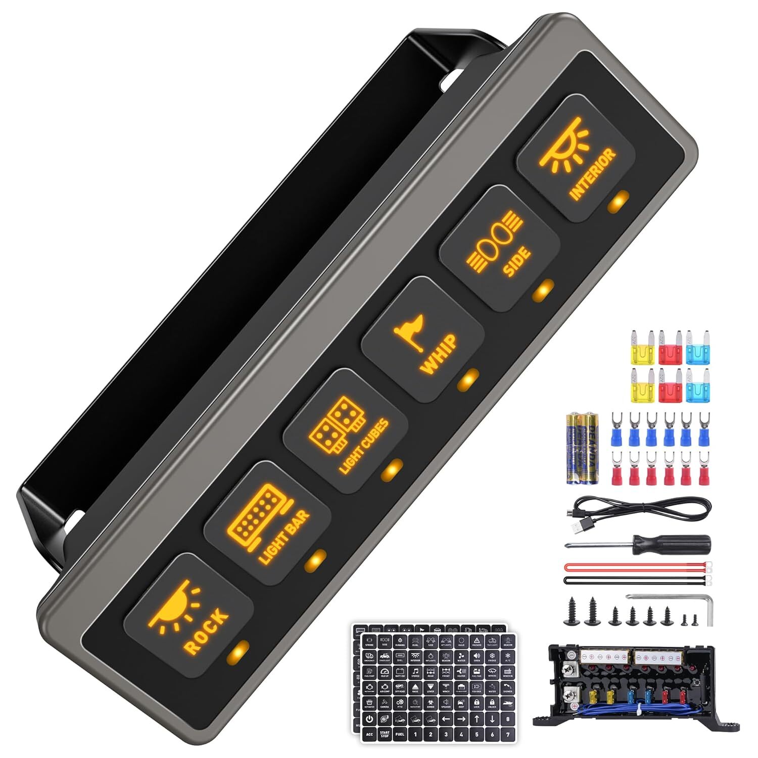MICTUNING LED Wireless Switch Panel 4/6/8/12 Gang Remote/APP Control Circuit Box