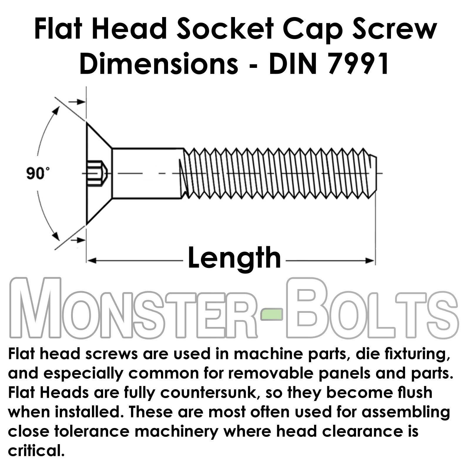 M5 Stainless Steel Flat Head Socket Cap Screws A2, Metric DIN 7991 0.80 Coarse