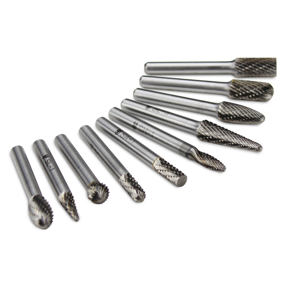 BHA Tungsten Carbide Burr Rotary Files Grinder Bits, Double Cut – 1/4 Inch Shank
