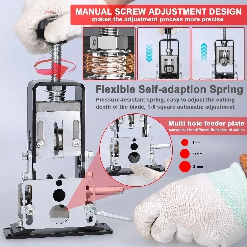 Manual Wire Stripping Machine Portable Cable Stripper 1mm to 21mm Hand Crank US
