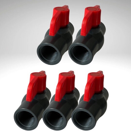 5 Pack 3/4» PVC Ball Valves, T-handle Water Shut-Off Ball Valve Threaded (NPT)
