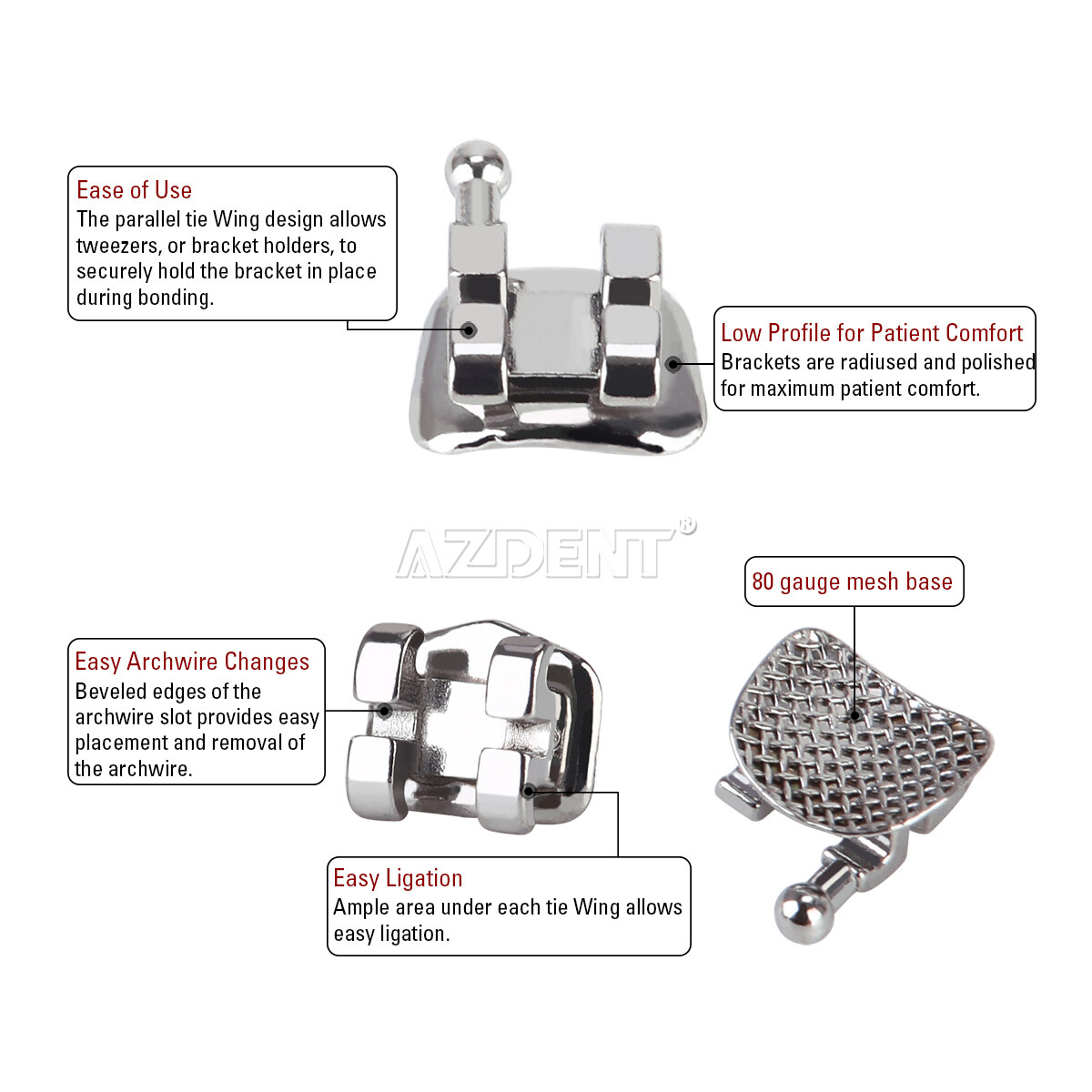20pcs/pack Dental Orthodontic Brackets Braces Standard Edgewise Slot.022 Hooks 3