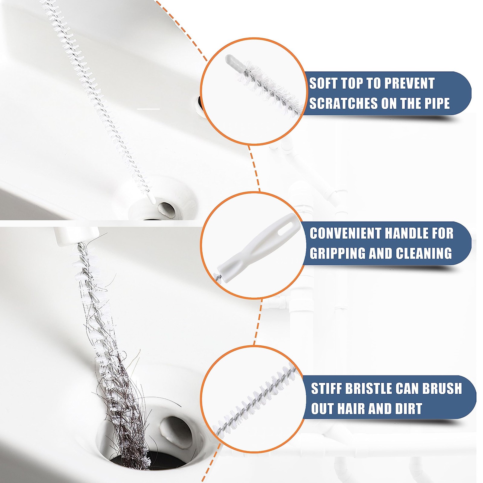 Drain Snake Hair Remover and Cleaning Brush Tool Set 9 Pack